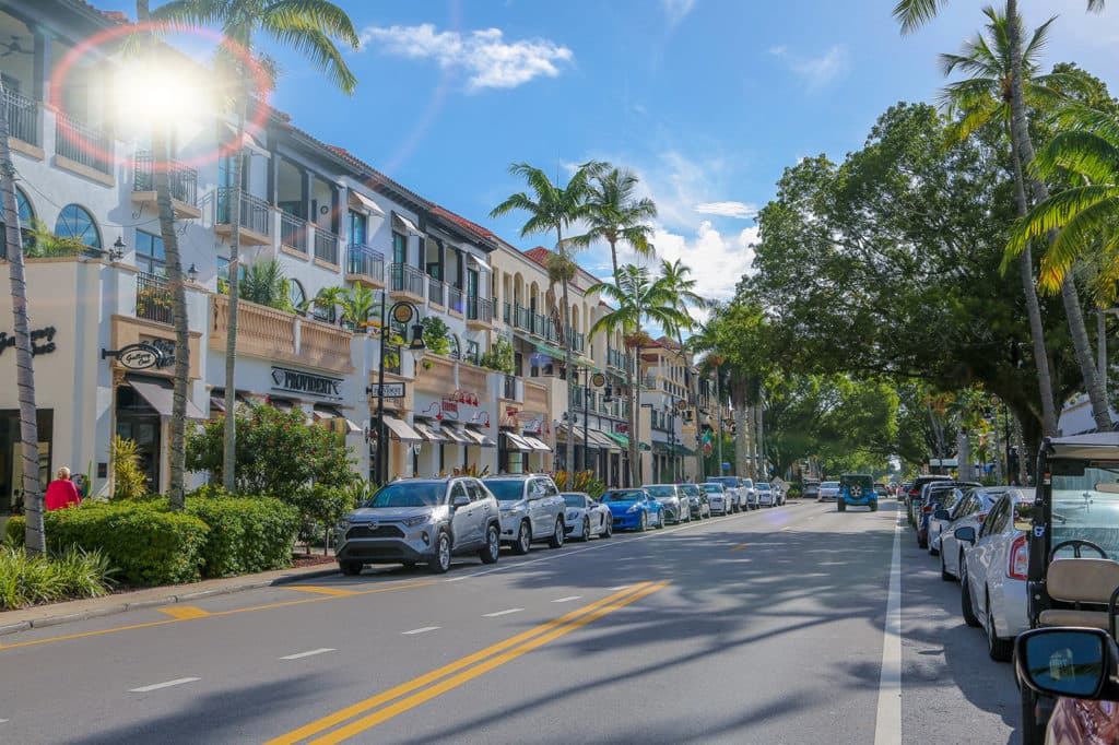 Evening lights along Naples Fifth Avenue